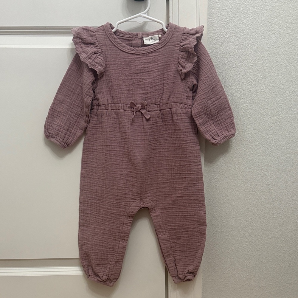 Adorable Mauve Ruffled Baby Romper